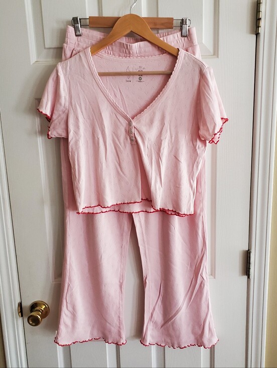 Joie Other - Joie chalk pink heart-print lounge set size medium 100% organic cotton